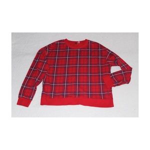 H&M Divided Red Blue Plaid Sweatshirt Size Medium
